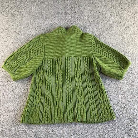 Vintage Style & Co Cardigan Sweater Womens Large Cable Knit Peasant Green NEW - Picture 2 of 12